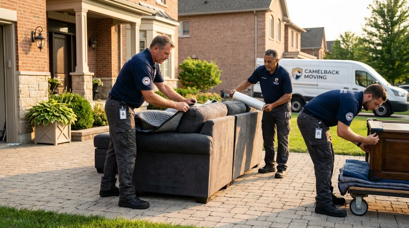 Large estate moving crew wrapping furniture in Sahuarita, AZ