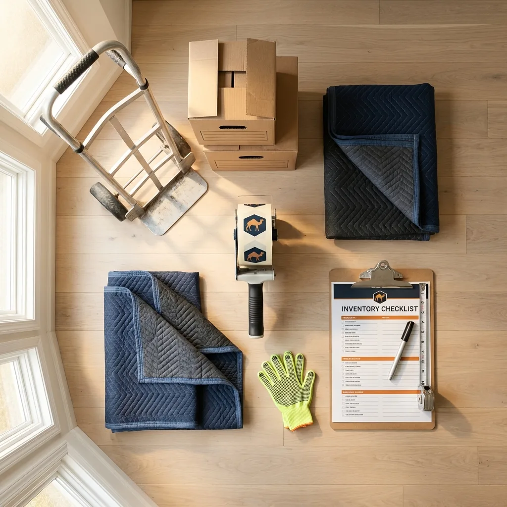 Professional moving supplies and packing materials layout for Sahuarita residential relocations